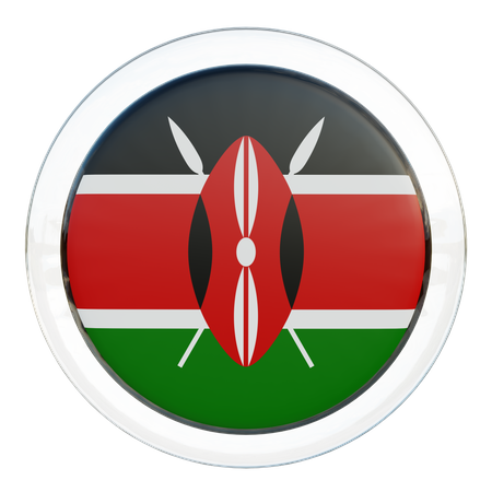 Kenia Runde Flagge  3D Icon