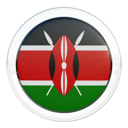 Kenia Runde Flagge  3D Icon