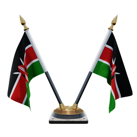 Soporte para bandera de escritorio doble (V) de Kenia  3D Icon