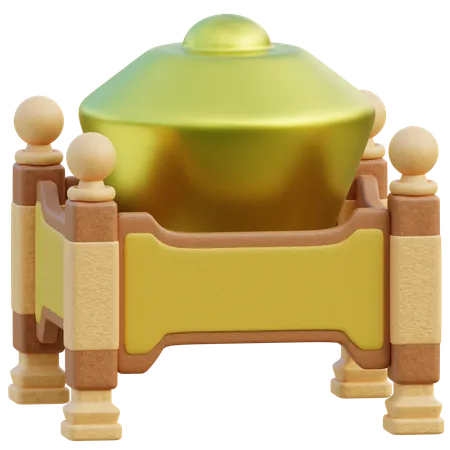 A Detailed 3 D Render Of A Kenong Integral To The Javanese Gamelan With Its Distinctive Pot Shape And Wooden Stand 3D Icon