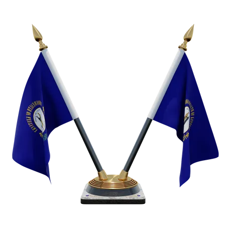 Support de drapeau de bureau double du Kentucky  3D Flag