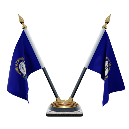 Kentucky Double Desk Flag Stand  3D Illustration