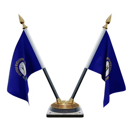 Kentucky Double Desk Flag Stand  3D Illustration