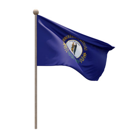 Kentucky Flag Pole  3D Illustration