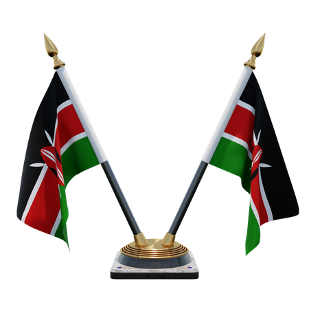 Porte-drapeau double bureau Kenya  3D Flag