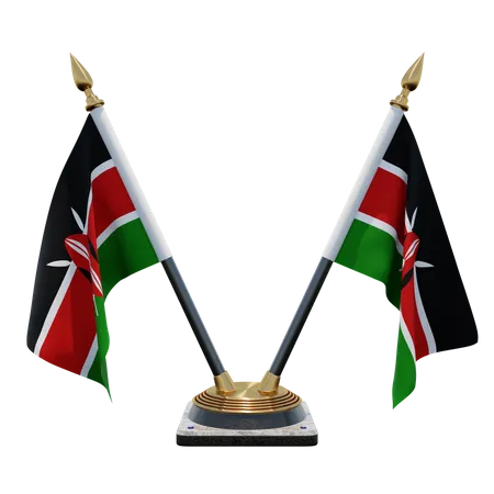 Porte-drapeau double bureau Kenya  3D Flag