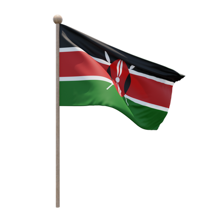 Mât de drapeau du Kenya  3D Flag