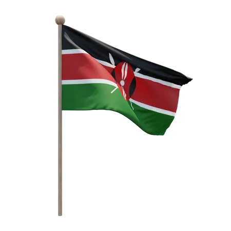 Kenya Flag Pole  3D Flag