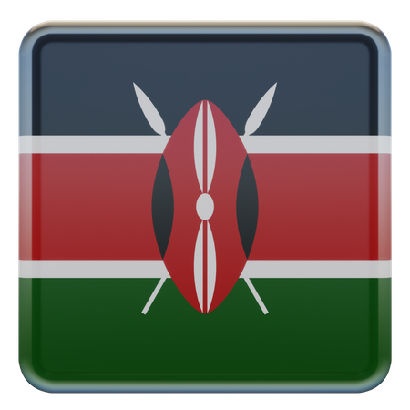 Kenya Square Flag  3D Icon