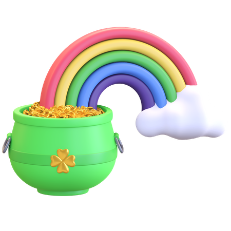 Kessel mit Regenbogen  3D Illustration