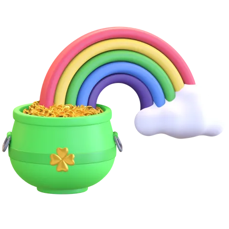 Kessel mit Regenbogen  3D Illustration