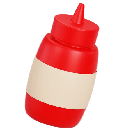 3 D Tomato Ketchup Sauce Hot Spice Sauce Tomato Ketchup Bottle 3 D Illustration Food Icons With Logo Label On Plastic Squeeze Bottle Packaging 3D Icon