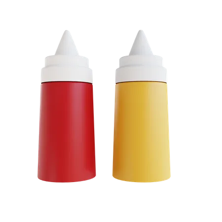 Ketchup And Mustard 3D Icon