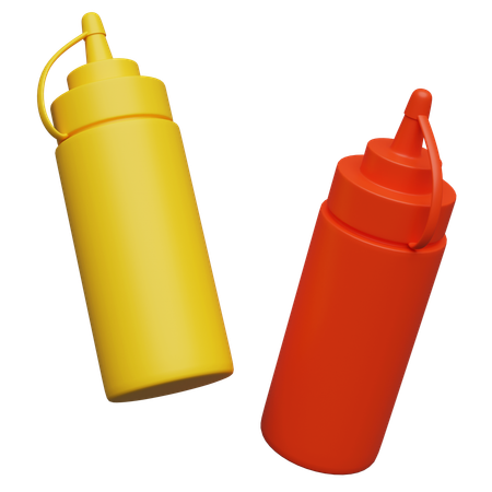 Ketchup And Mustard Bottles  3D Icon