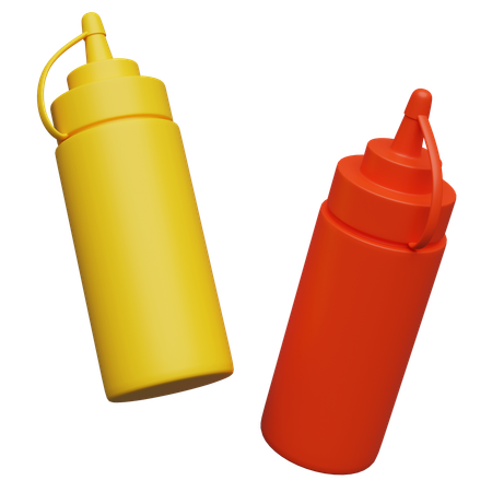 Ketchup And Mustard Bottles  3D Icon