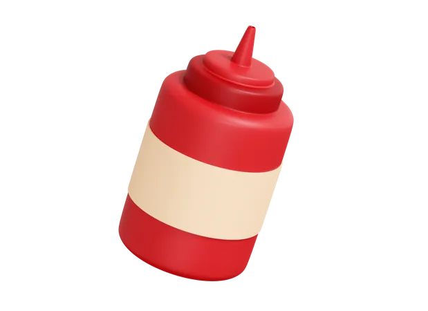 3 D Ketchup Bottle 3D Icon