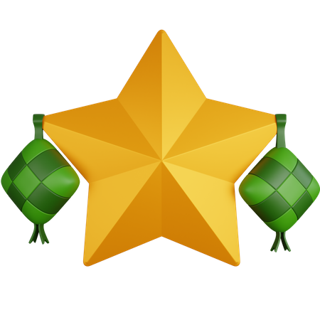 Ketupat And Star  3D Icon