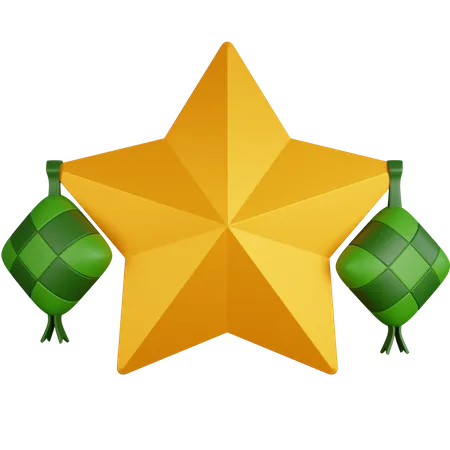 Ketupat And Star 3D Icon