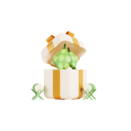 Caja de regalo ketupat  3D Illustration