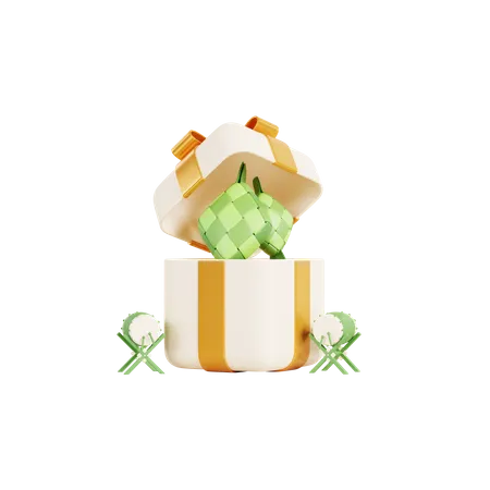 Caja de regalo ketupat  3D Illustration