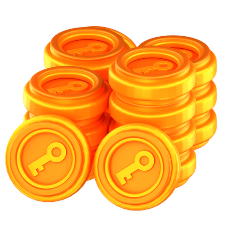 Key coins  3D Icon