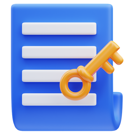 Key Document  3D Icon