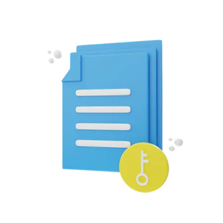 3 D Rendering Key Document Icon Object 3D Icon