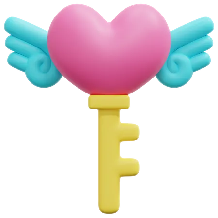 Key Heart 3D Icon