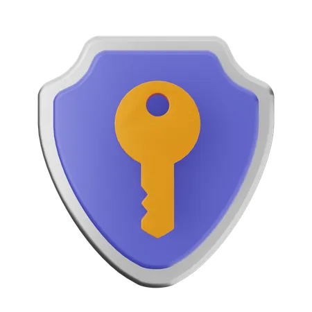 Key Shield Protection  3D Icon