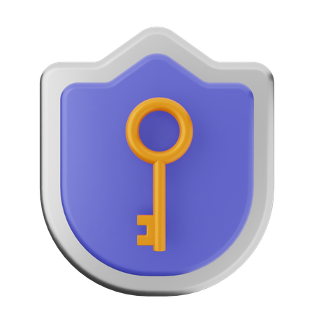 Key Shield Protection  3D Icon