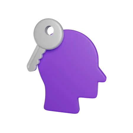 Key Thinking Head 3 D Icon 3D Icon