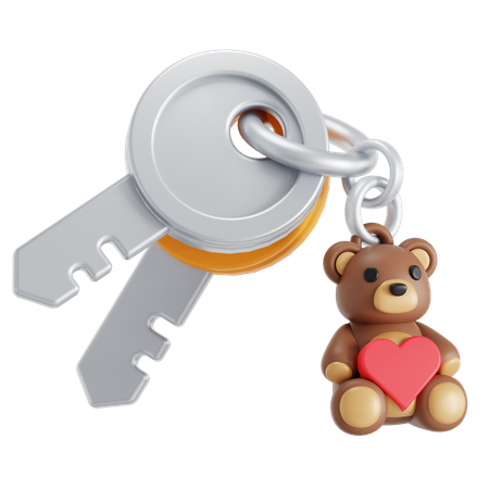 Key with keychain  3D Icon