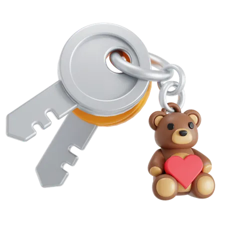 Key with keychain  3D Icon