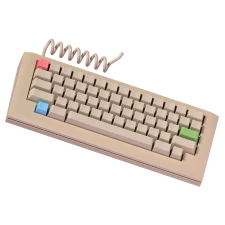 Vintage Computer Keyboard Illustration In 3 D Design 3D Icon