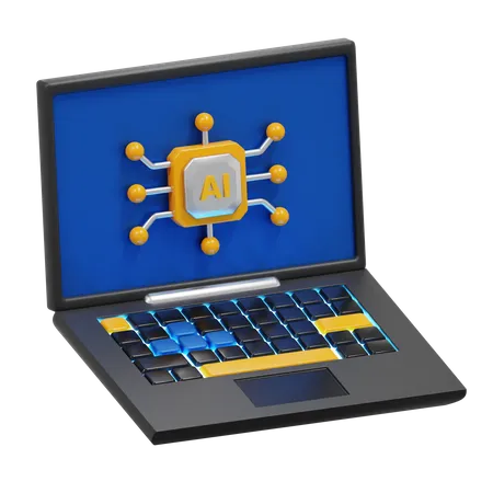 Laptop mit KI-Technologie  3D Icon