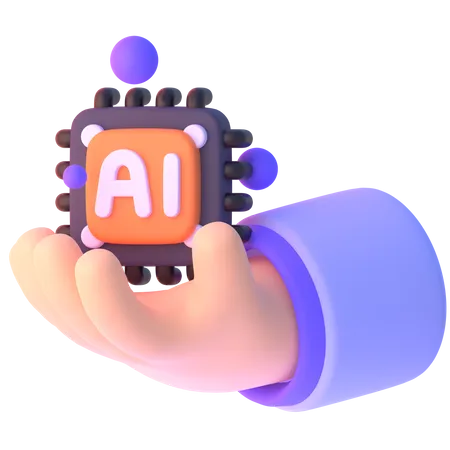KI-Chip in der Hand  3D Icon