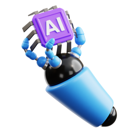 KI-Chip in Roboterhand  3D Icon