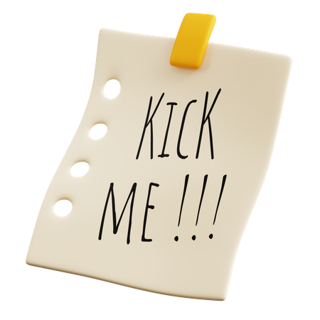 Kick Me Note  3D Icon