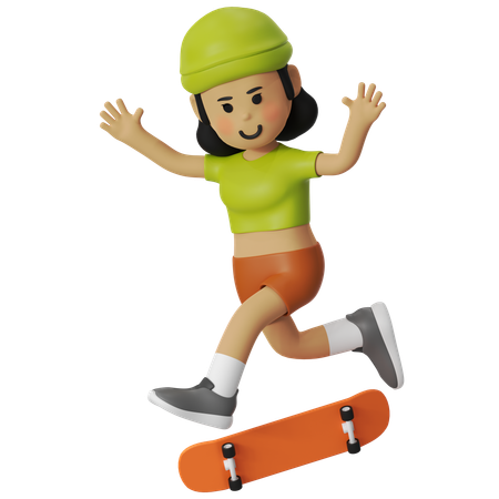 Garota do Skate Kickflip  3D Icon