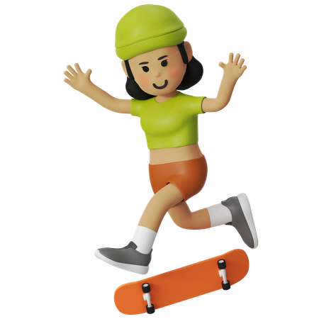 Kickflip Skateboard Girl  3D Icon
