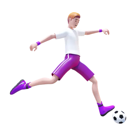 Kicking Ball  3D Illustration