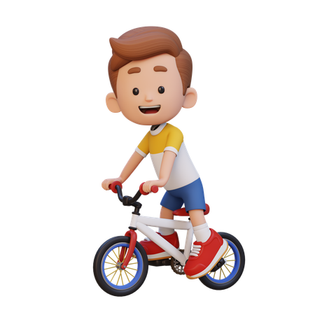 Kid Riding Cycle  3D Illustration
