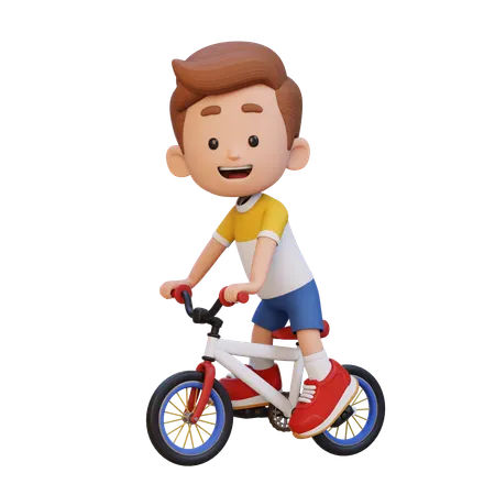 Kid Riding Cycle  3D Illustration