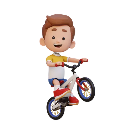 Kid Riding Cycle  3D Illustration