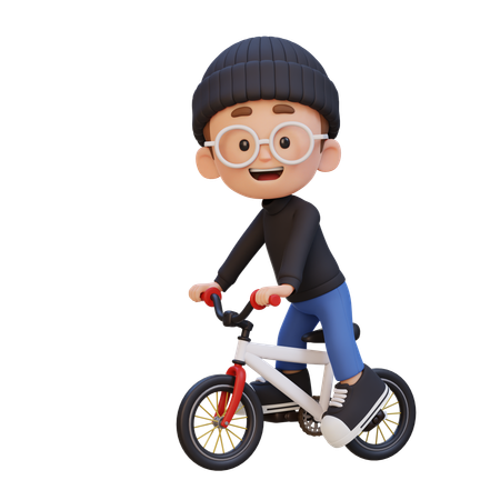 Kid Riding Cycle  3D Illustration