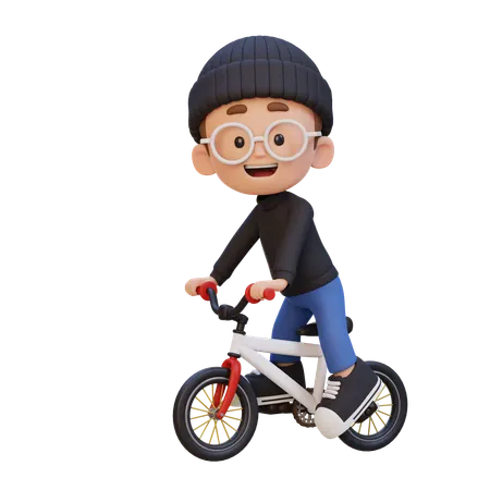 Kid Riding Cycle  3D Illustration