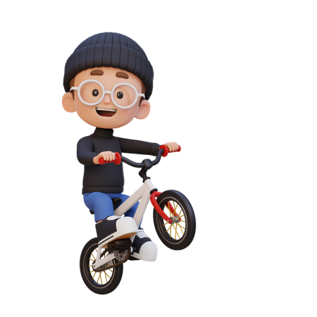 Kid Riding Cycle  3D Illustration