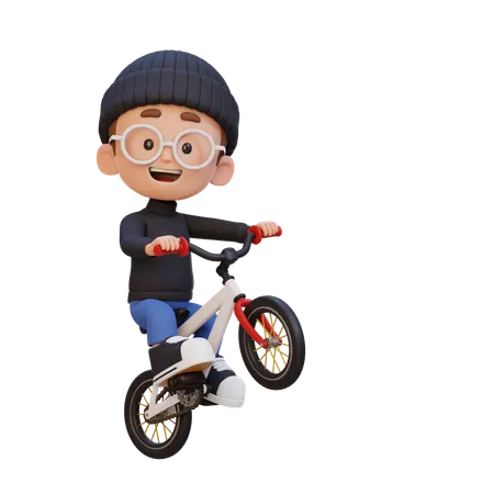 Kid Riding Cycle  3D Illustration