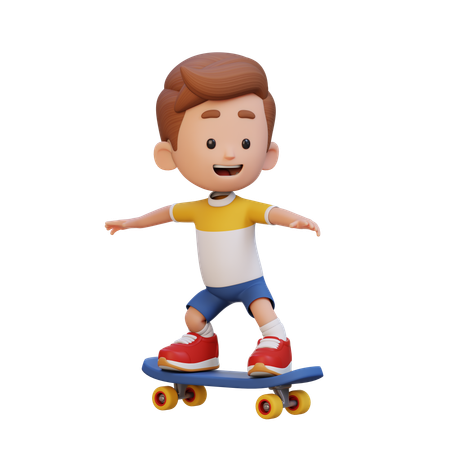 Kid Riding Skateboard  3D Icon