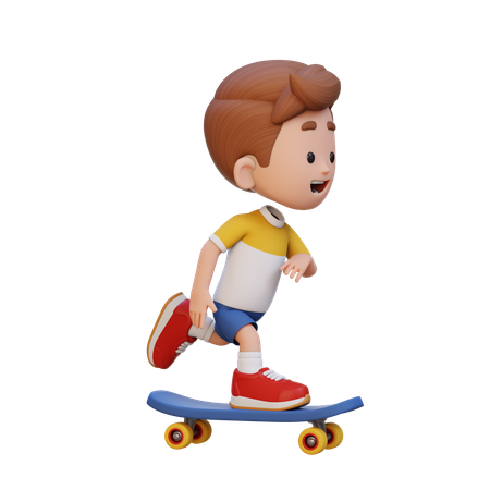 Kid Riding Skateboard  3D Icon